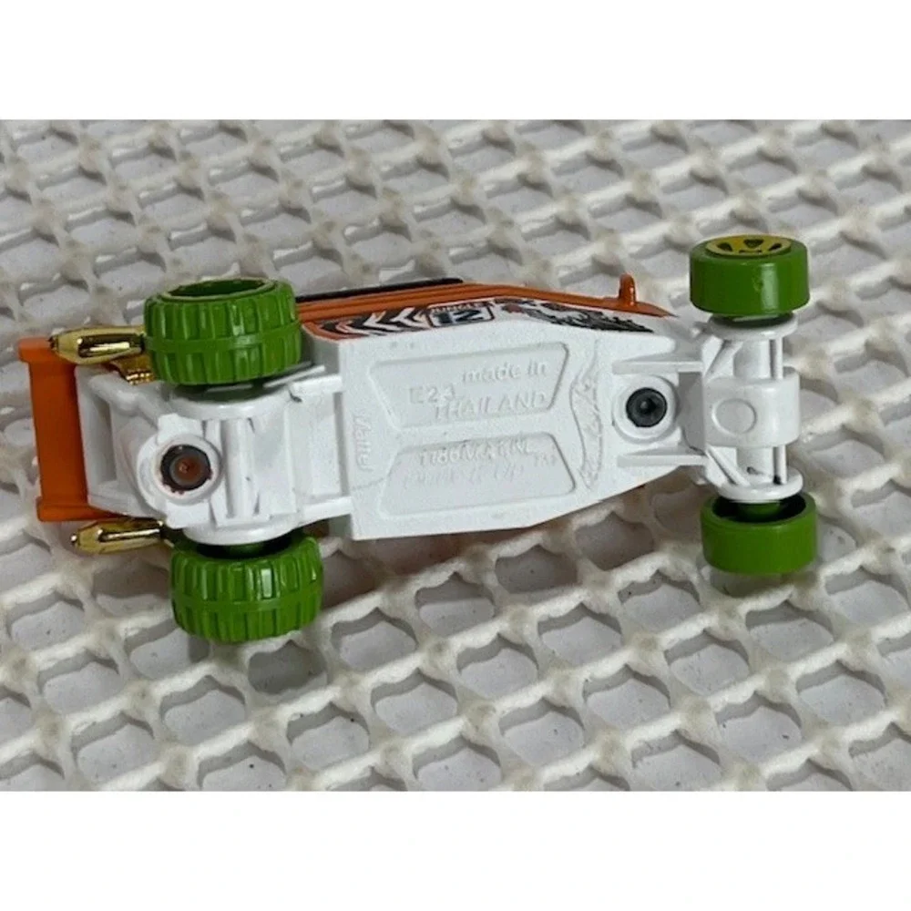 HOT‎ WHEELS DUNE IT UP #12 ORANGE  & WHITE 1:64 CAR W GREEN WHEELS EUC